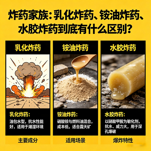 如皋炸药家族：乳化炸药、铵油炸药、水胶炸药到底有什么区别？